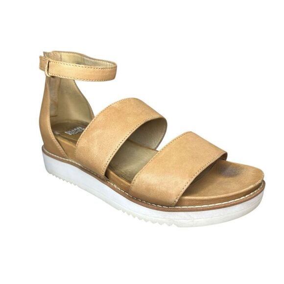 Eileen Fisher Women’s 9 Keno Strappy Platform Wedge Sandals Ankle Straps Zip - Picture 1 of 8